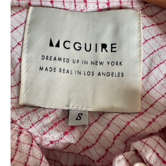 McGuire Button Down Shirt Pink Short Casual  Linen‎ Blend Summer Lightweight